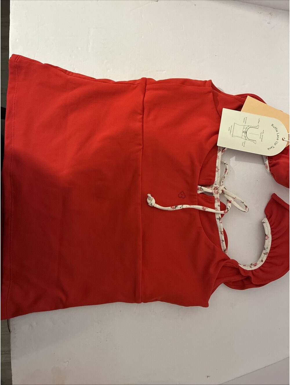 Blogilates Ruffle Lace Up Tank Red Size M - Picture 5 of 5